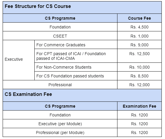 What is the Fee Structure for CS Course 2023?